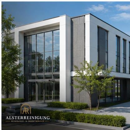 Moderne Bürofassade eines Hamburger Geschäftsgebäudes